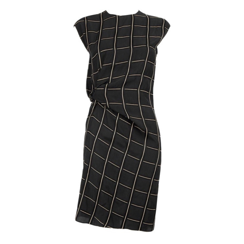 DESIGNER Lanvin Black Checked Knot Detail Dress